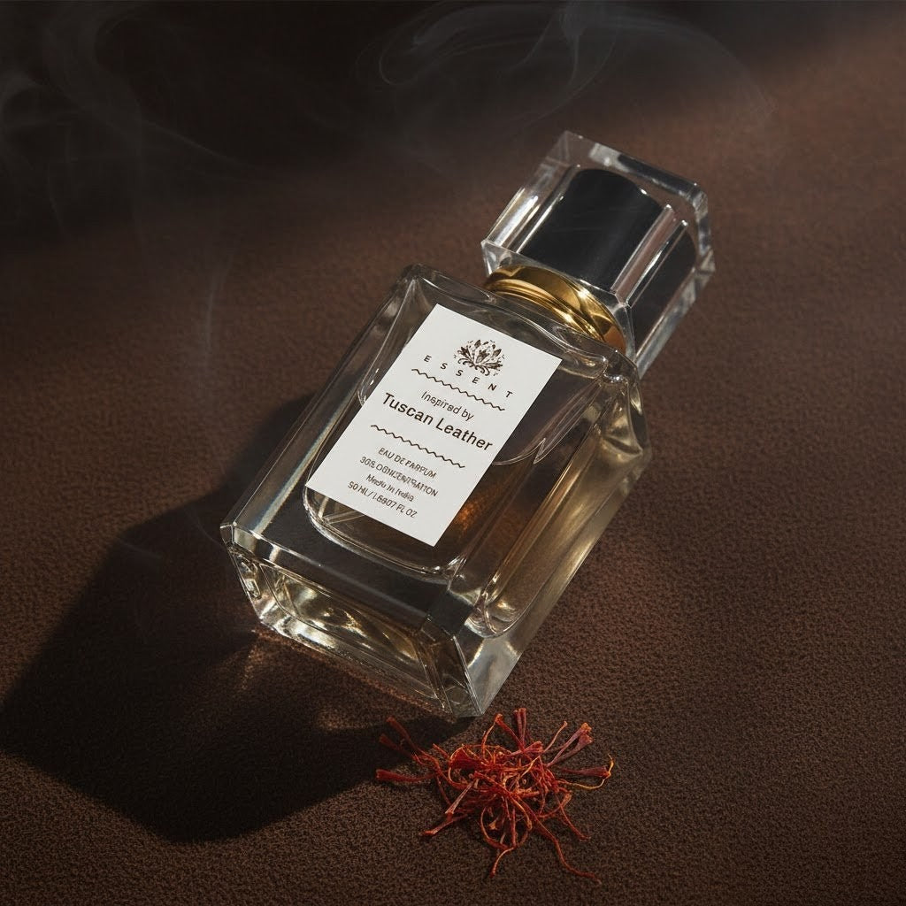 Essent Tuscan Leather 100 ml eau de parfum bottle — spicy oriental, view 3